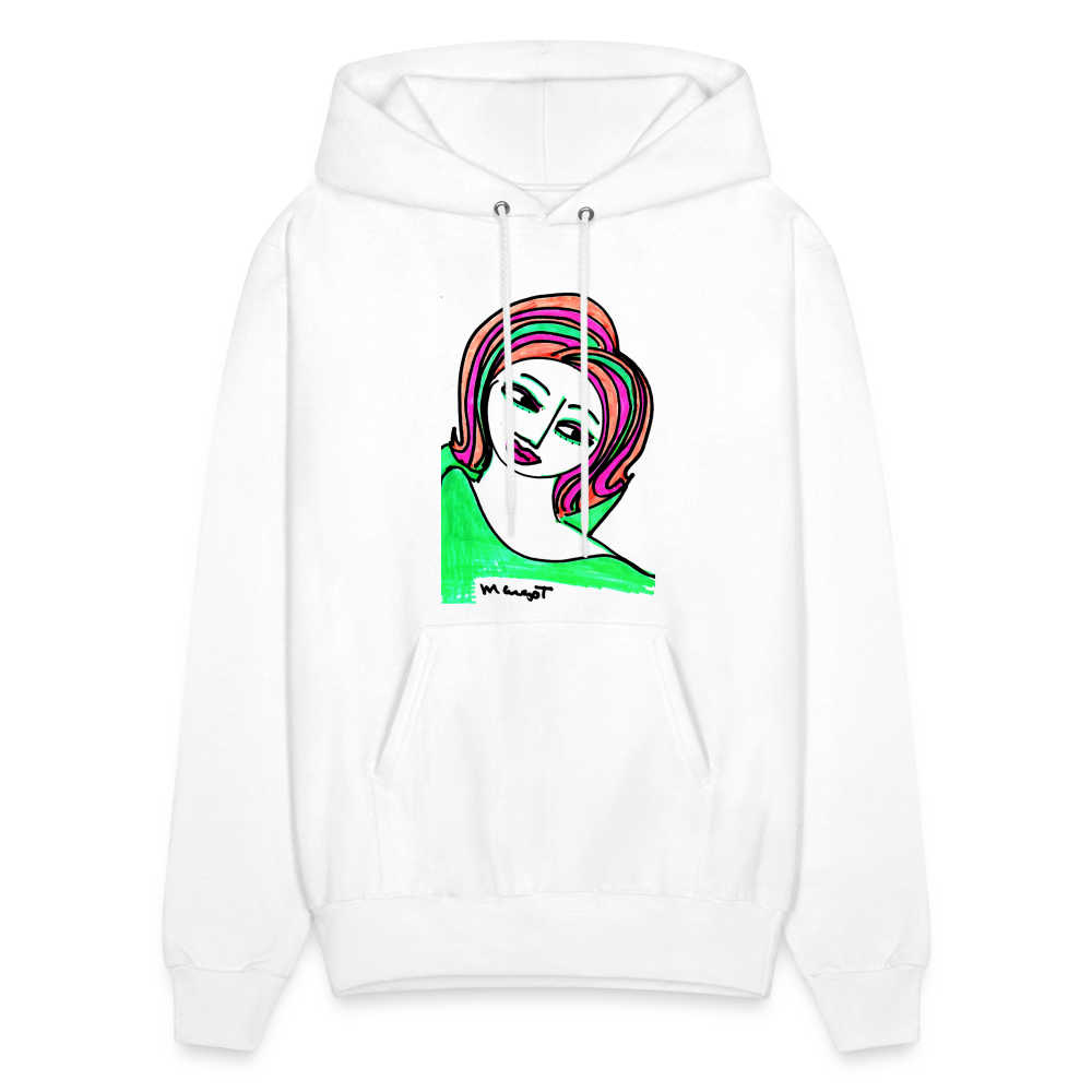 Unisex Hoodie by BlueVanGogh, white with colorful abstract portrait graphic on front