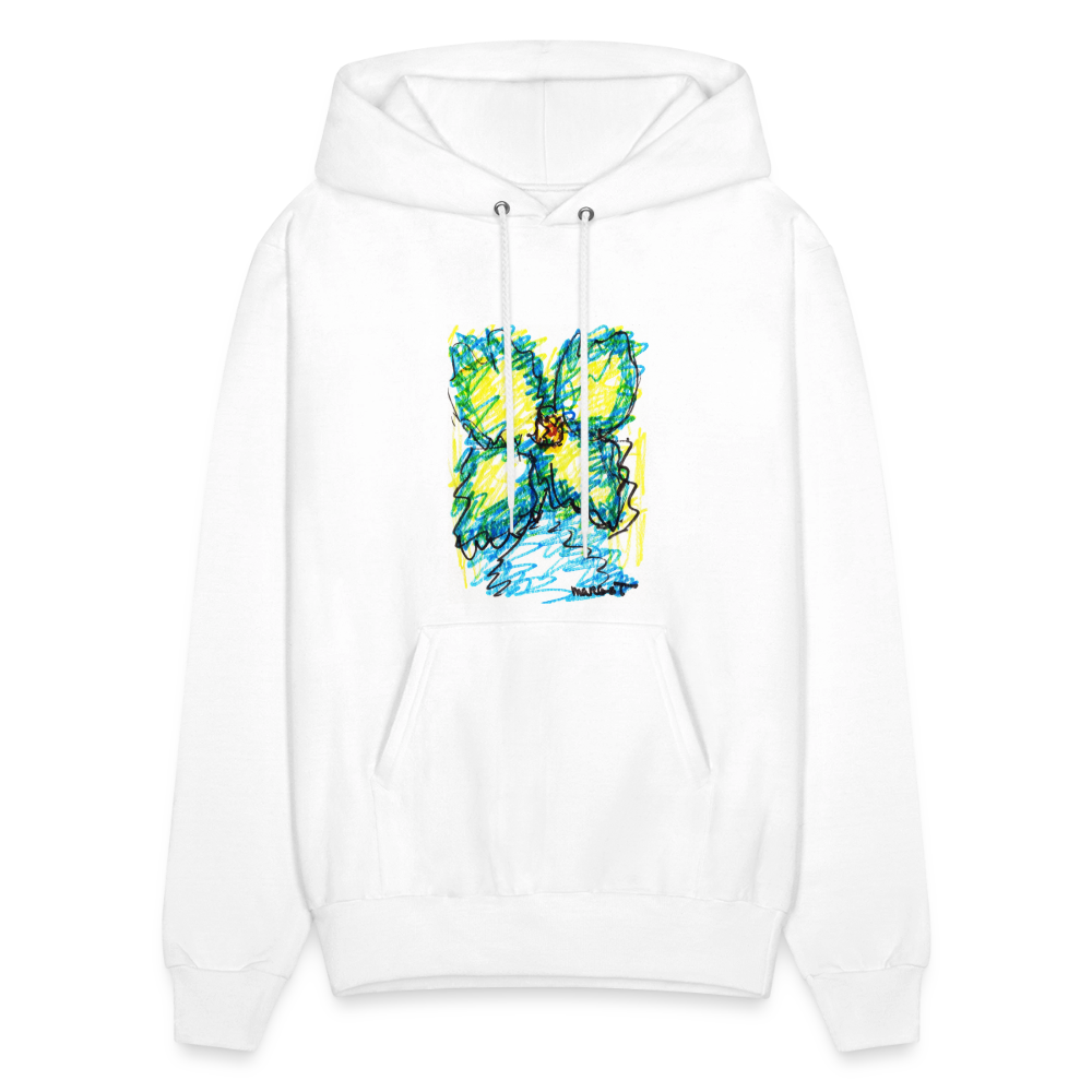 Unisex Hanes P170 hoodie with colorful abstract graphic on white fabric