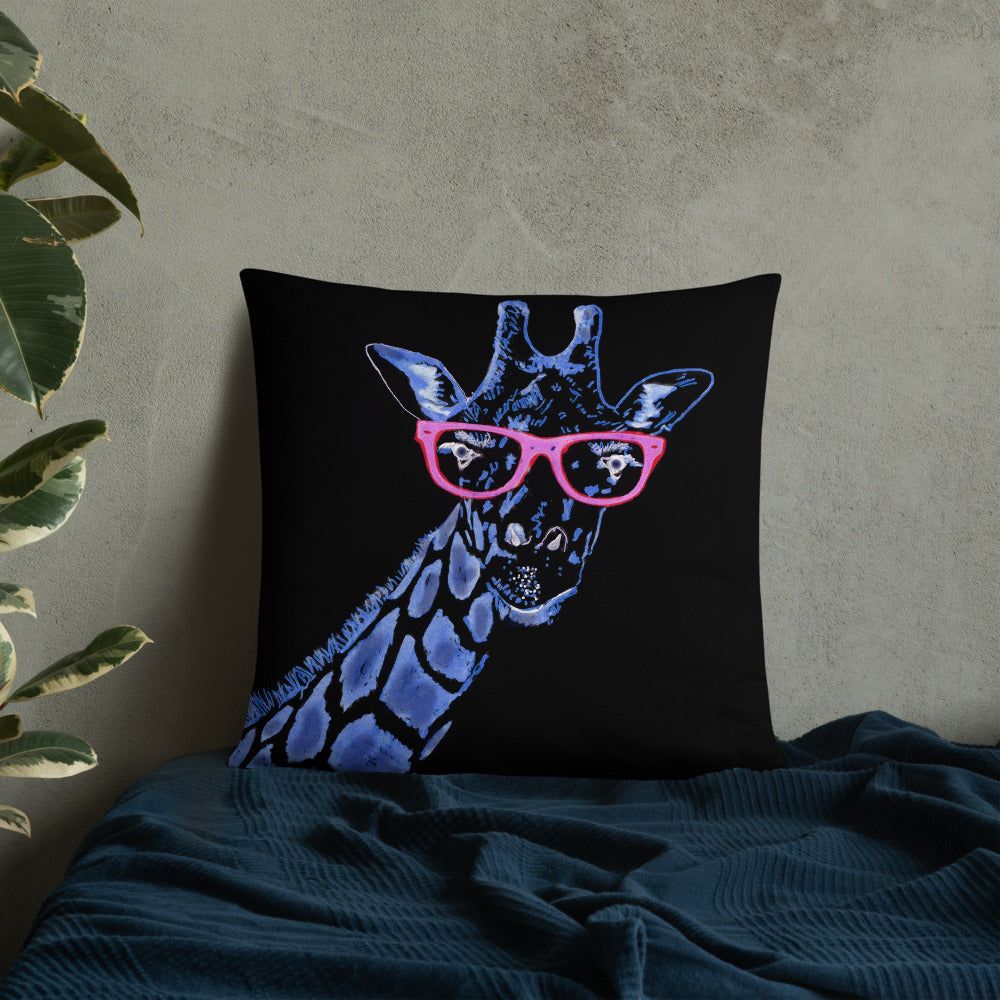 Blue Giraffe Pillow / Artist - Bryan Ameigh