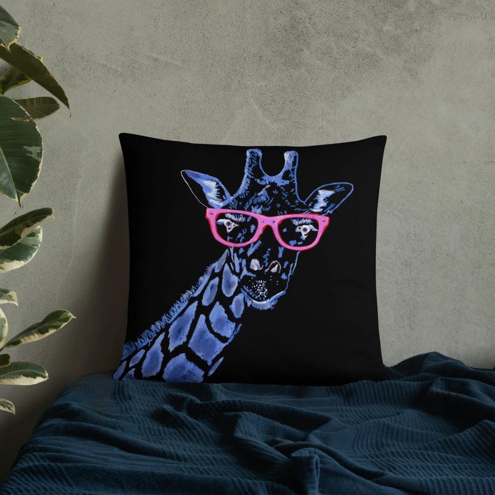 Blue Giraffe Pillow / Artist - Bryan Ameigh