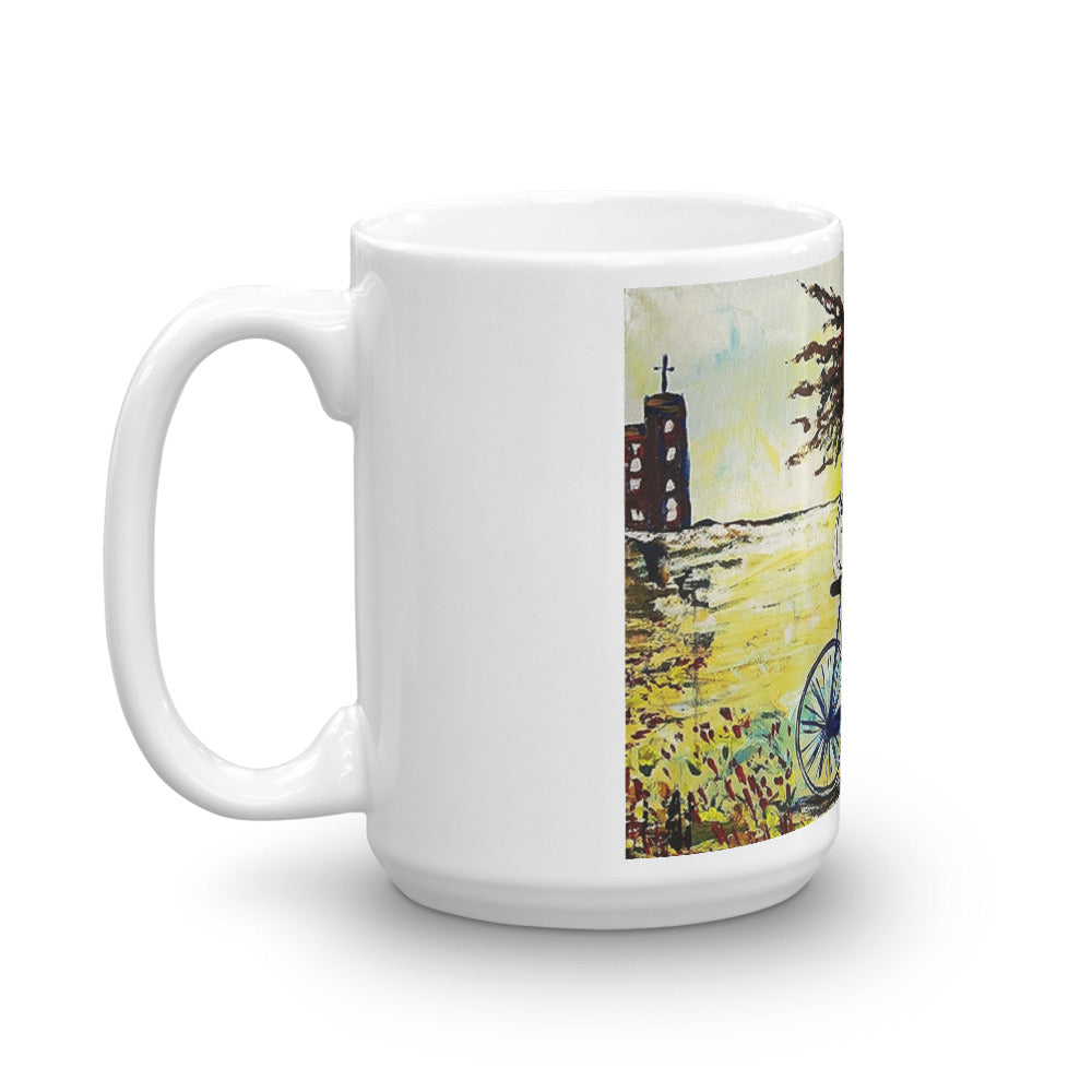 "Jesus Christ on a Bicycle" Mug / Artist -Margot House - Limited Edition