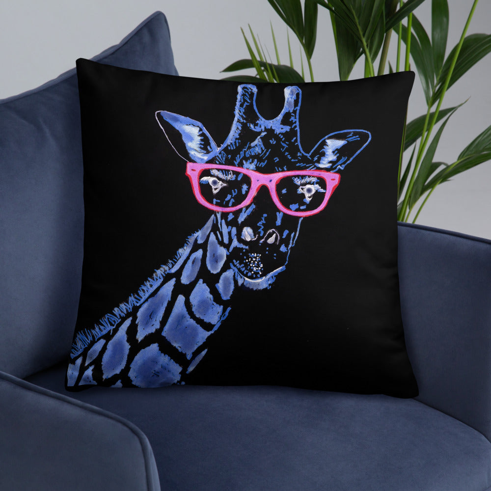 Blue Giraffe Pillow / Artist - Bryan Ameigh