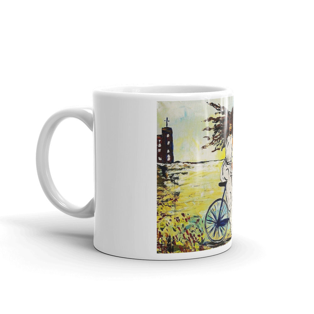 "Jesus Christ on a Bicycle" Mug / Artist -Margot House - Limited Edition