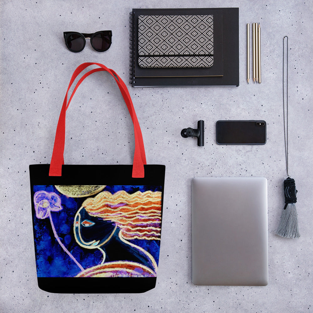 "Girl in Moonlight" - Tote Bag
