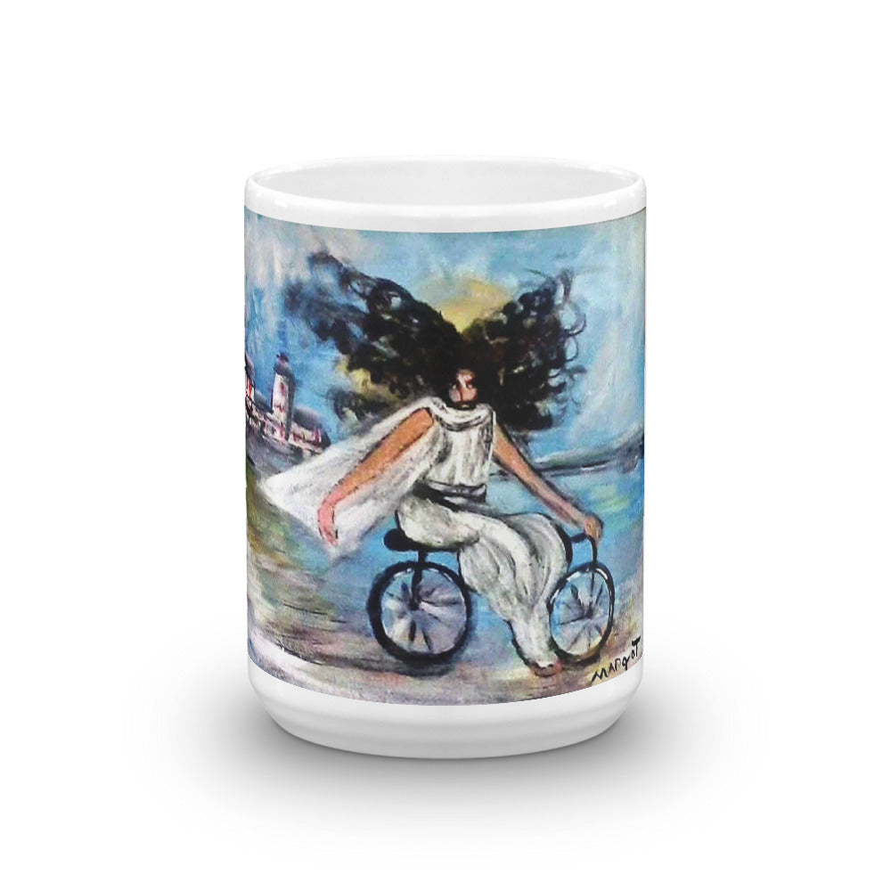 Jesus on Bicycle Mug / Artist - Margot House