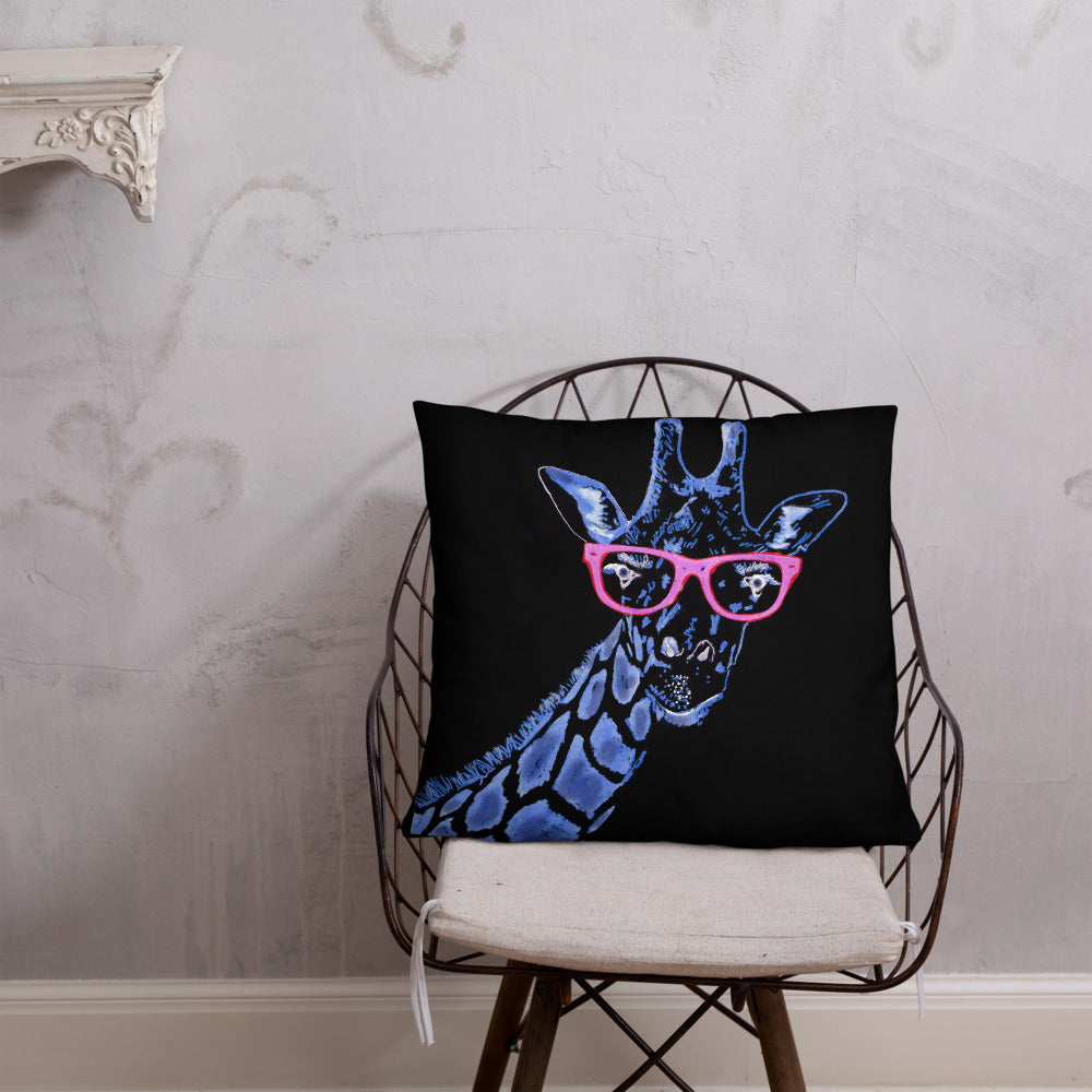 Blue Giraffe Pillow / Artist - Bryan Ameigh