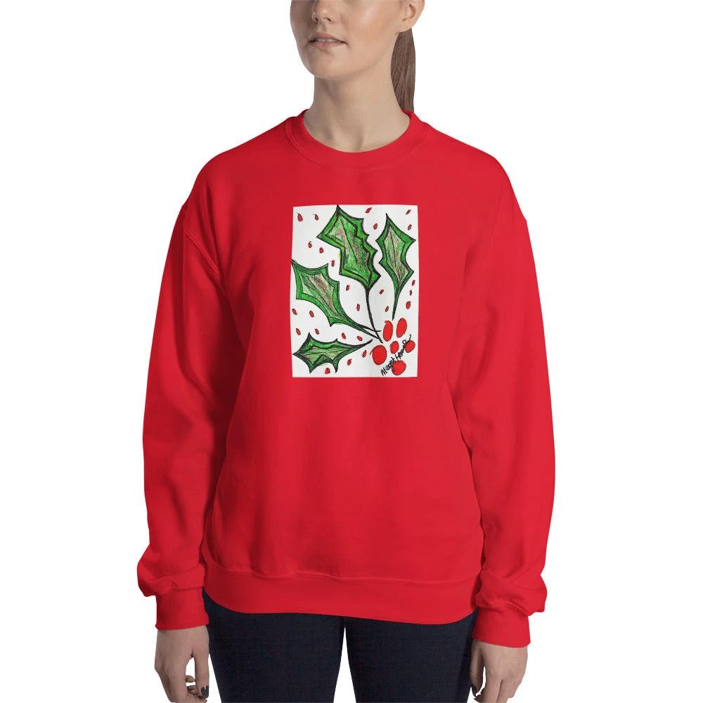 Christmas Holly Sweatshirt /Artist- Margot House