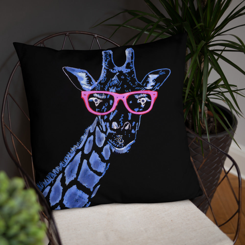 Blue Giraffe Pillow / Artist - Bryan Ameigh