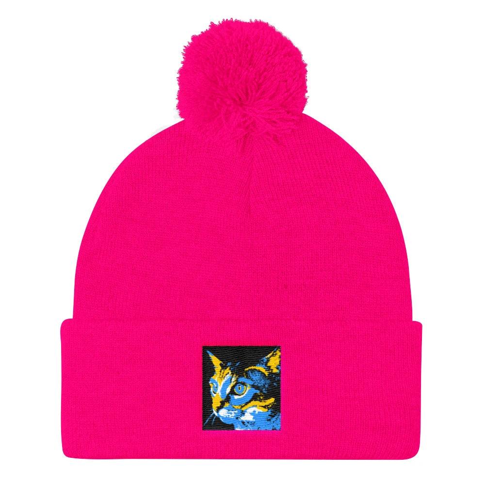 Kitty Kitty Pom Pom Knit Cap / Artist - BryanAmeigh