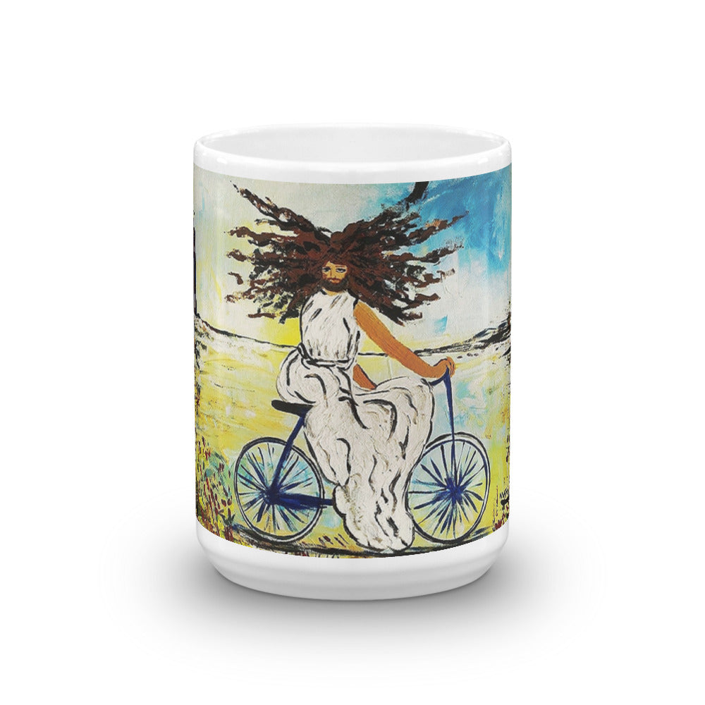 "Jesus Christ on a Bicycle" Mug / Artist -Margot House - Limited Edition