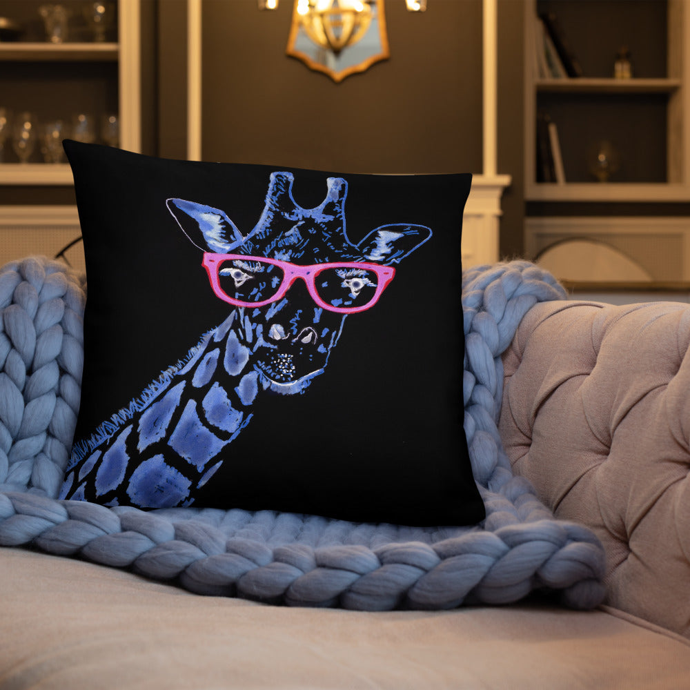 Blue Giraffe Pillow / Artist - Bryan Ameigh