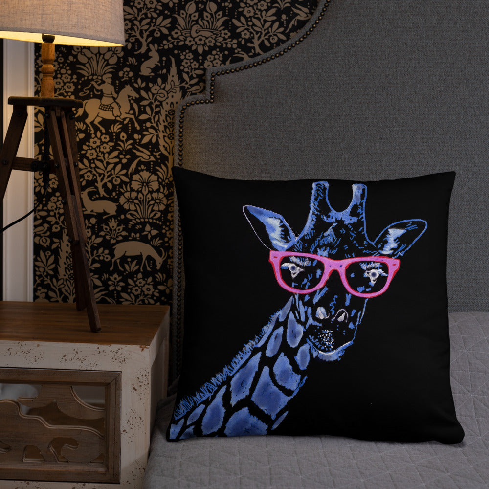 Blue Giraffe Pillow / Artist - Bryan Ameigh