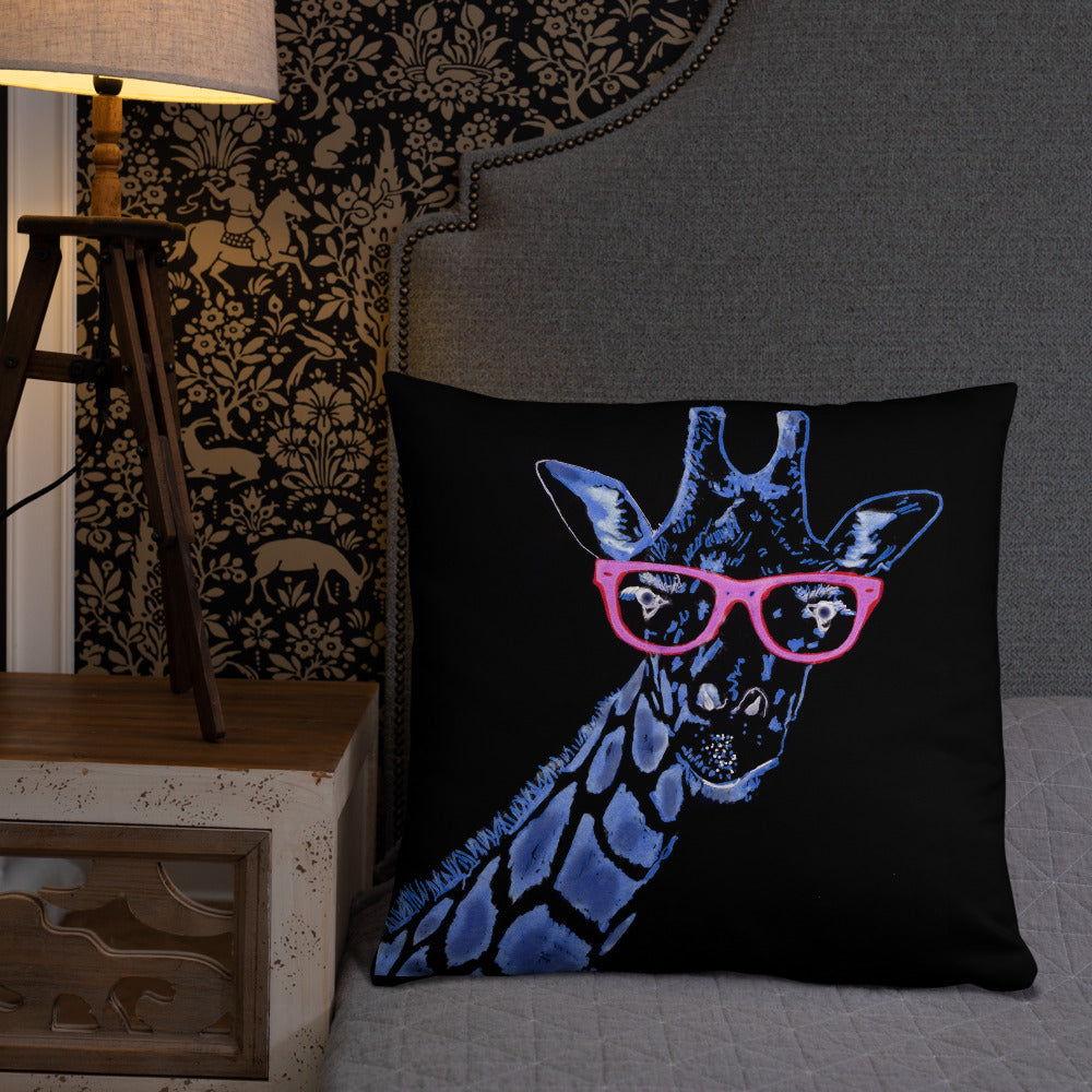 Blue Giraffe Pillow / Artist - Bryan Ameigh