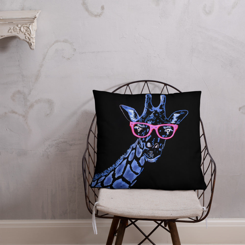 Blue Giraffe Pillow / Artist - Bryan Ameigh