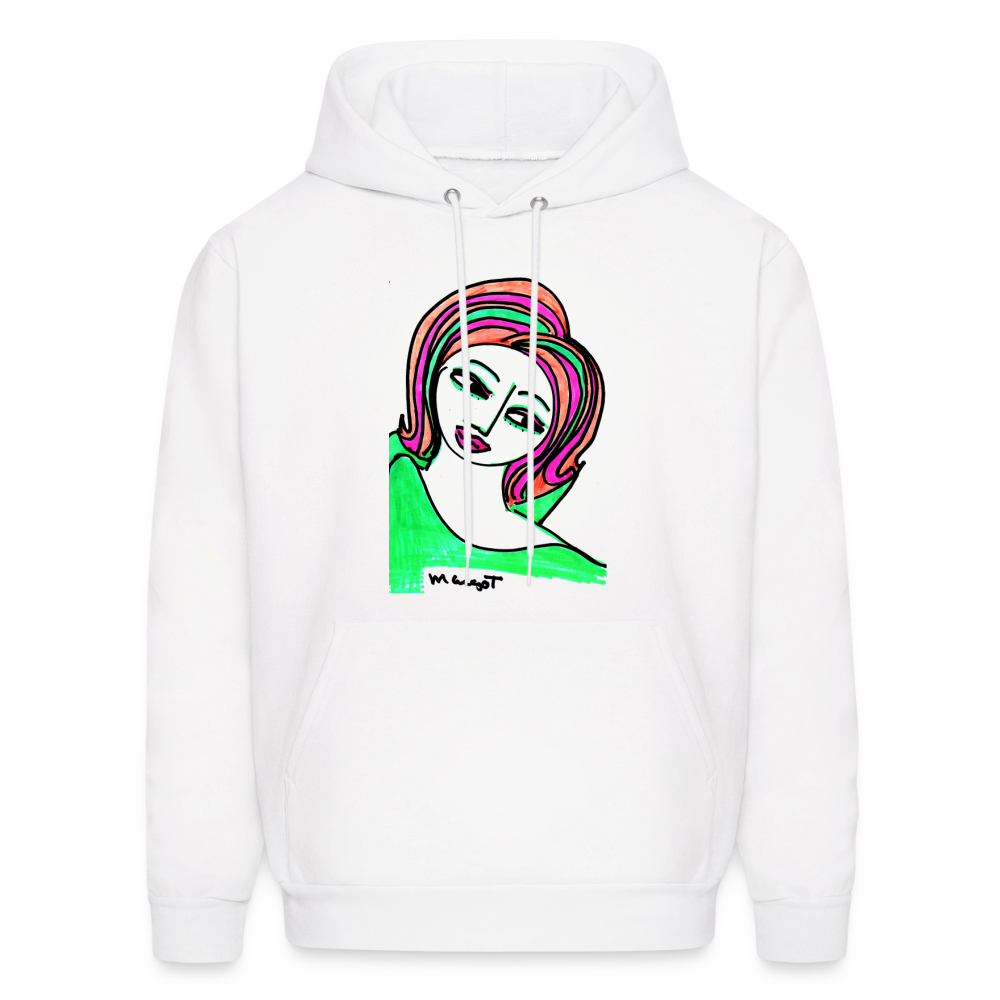 Unisex Hoodie BlueVanGogh white with colorful abstract portrait graphic on front