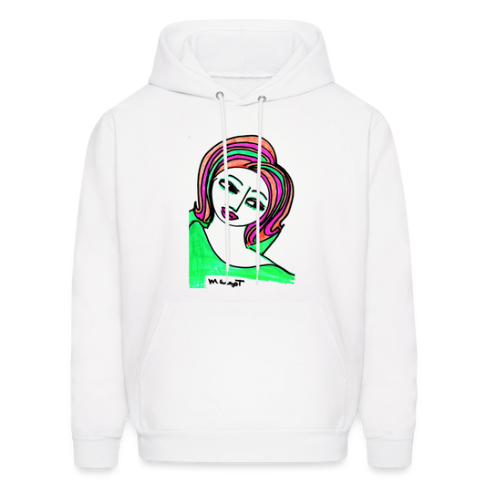 Unisex Hoodie BlueVanGogh white with colorful abstract portrait graphic on front