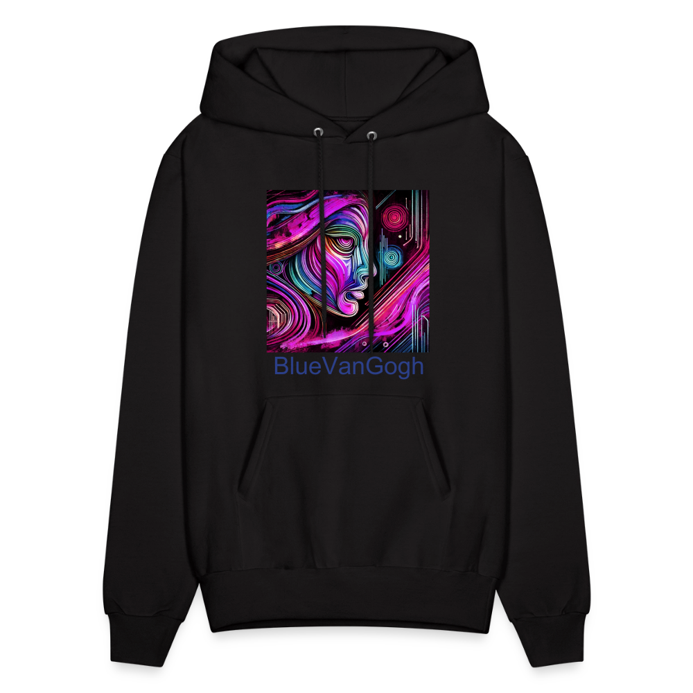 Unisex Hoodie black with BlueVanGogh multicolor abstract artwork on front