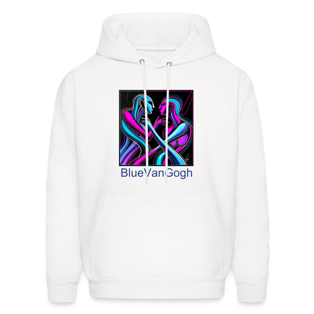 Unisex Hoodie white with front BlueVanGogh neon abstract artwork print