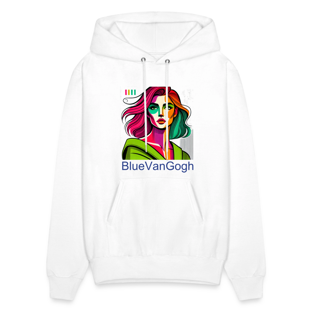 Unisex Hoodie, white, BlueVanGogh multicolor portrait graphic on front