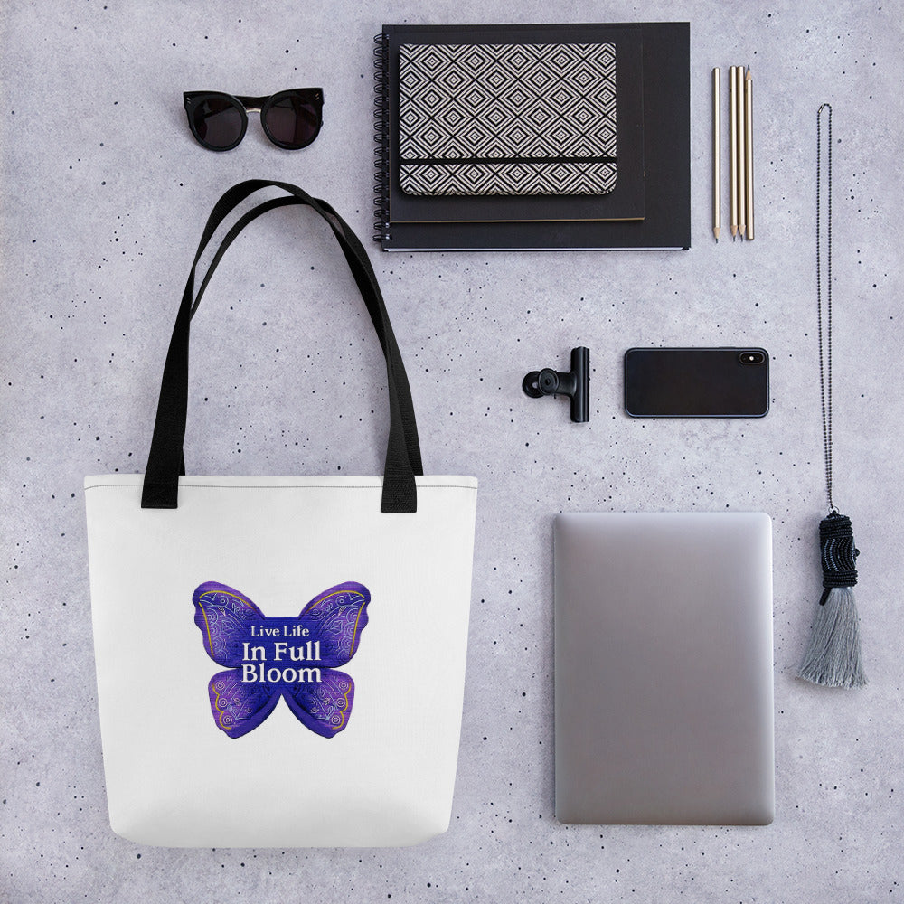 Butterfly Tote Bag / "Live Life In Full Bloom" / Created by Bryan Ameigh