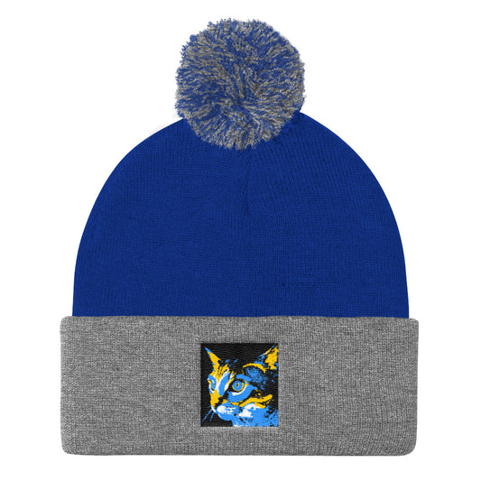 Kitty Kitty Pom Pom Knit Cap / Artist - BryanAmeigh