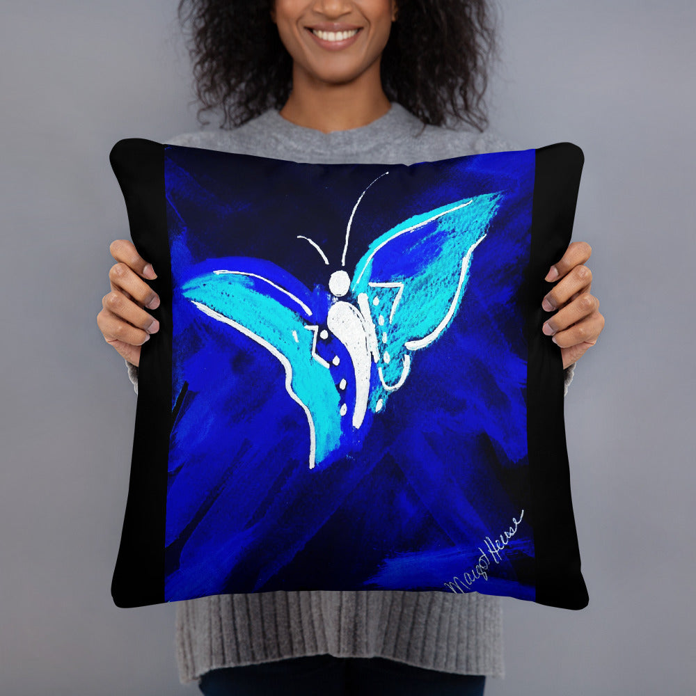 Electric Blue Butterfly Pillow / Artist - Margot House
