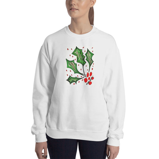 Christmas Holly Sweatshirt /Artist- Margot House