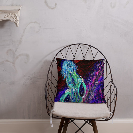 neon "Jesus Christ on a Bicycle" Pillow / Artist - Margot House & Bryan Ameigh
