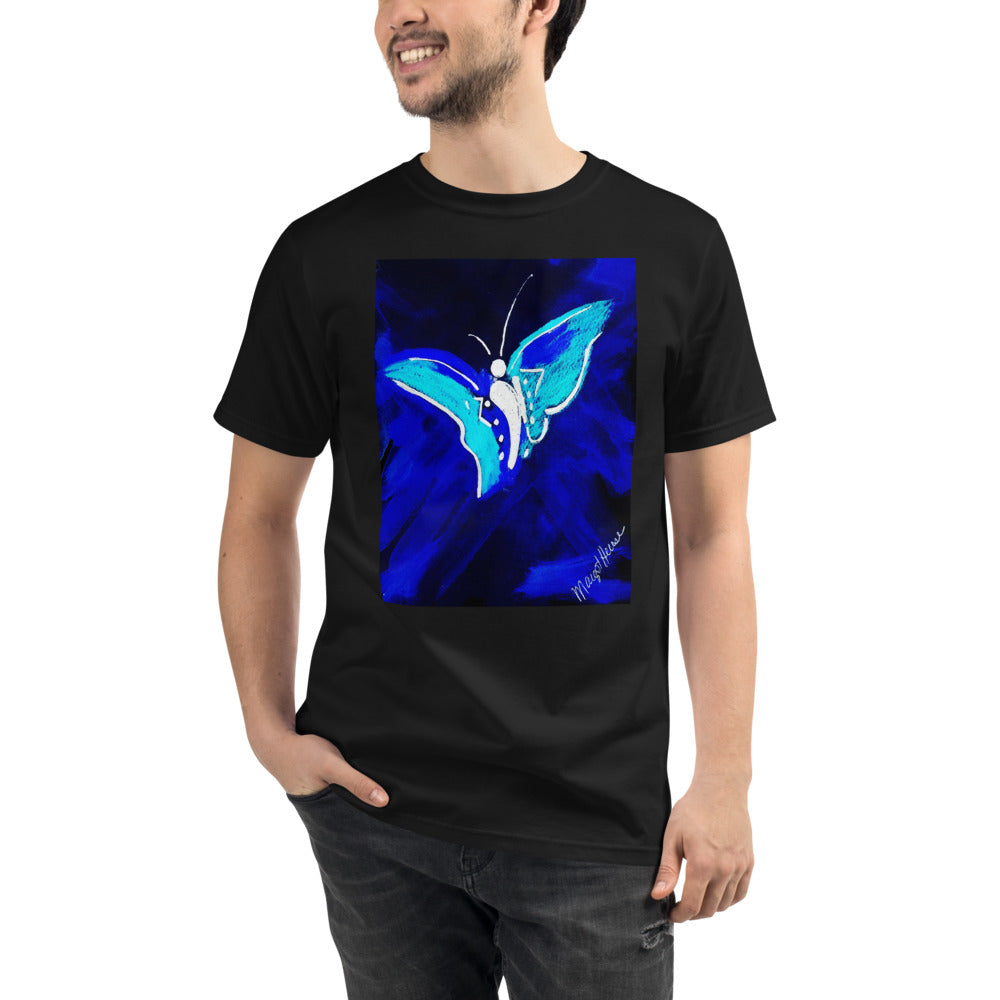 Organic Blue Butterfly T-Shirt / Artist- Margot House