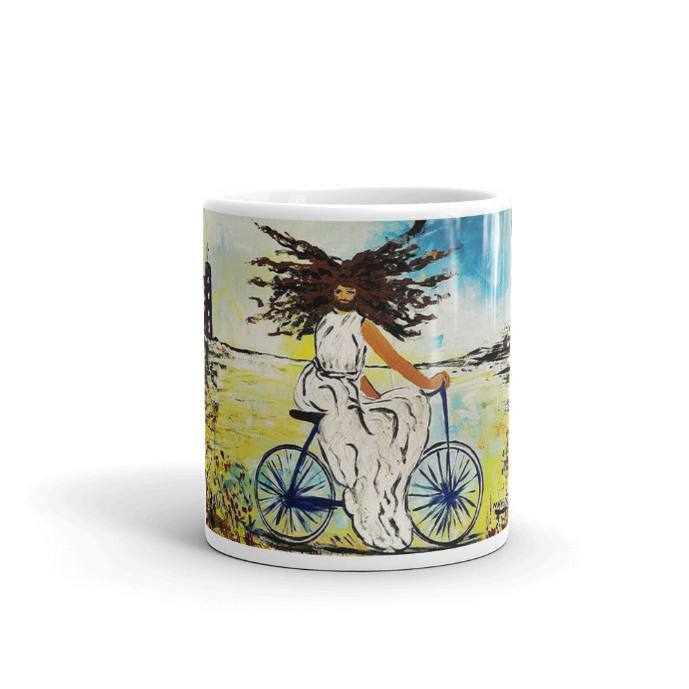 "Jesus Christ on a Bicycle" Mug / Artist -Margot House - Limited Edition